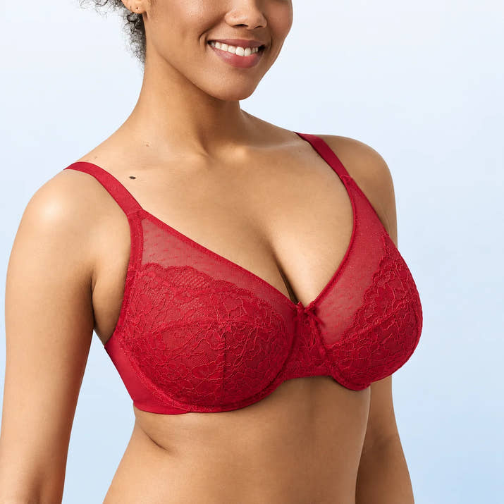 Floral Lace Plus Size Underwire Minimizer Bra