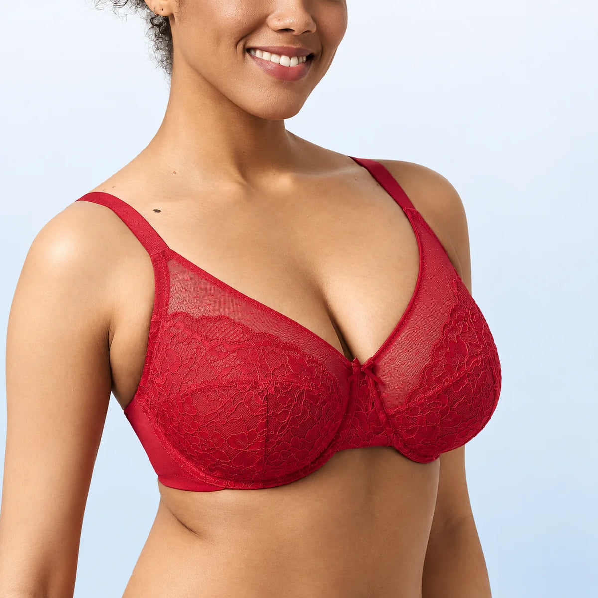 Floral Lace Plus Size Underwire Minimizer Bra