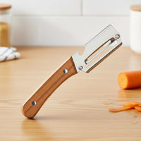 Multi-Functional Stainless Steel Vegetable Peeler with Wooden Handle