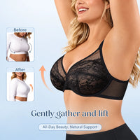 Floral Lace Plus Size Underwire Minimizer Bra