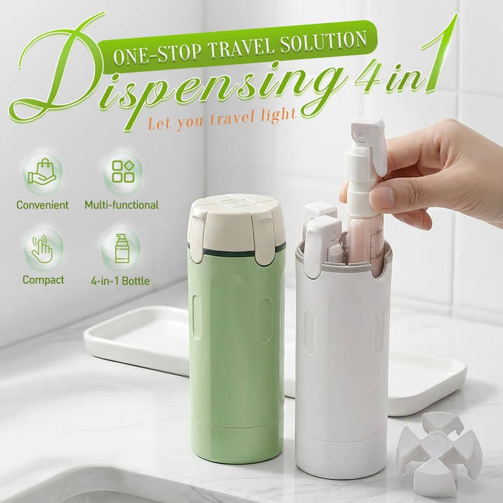 4 in 1 Travel Dispenser, Leak Proof Travel Bottles Set 4 Pack