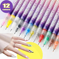 12-Color Acrylic Paint Nail Pen Set