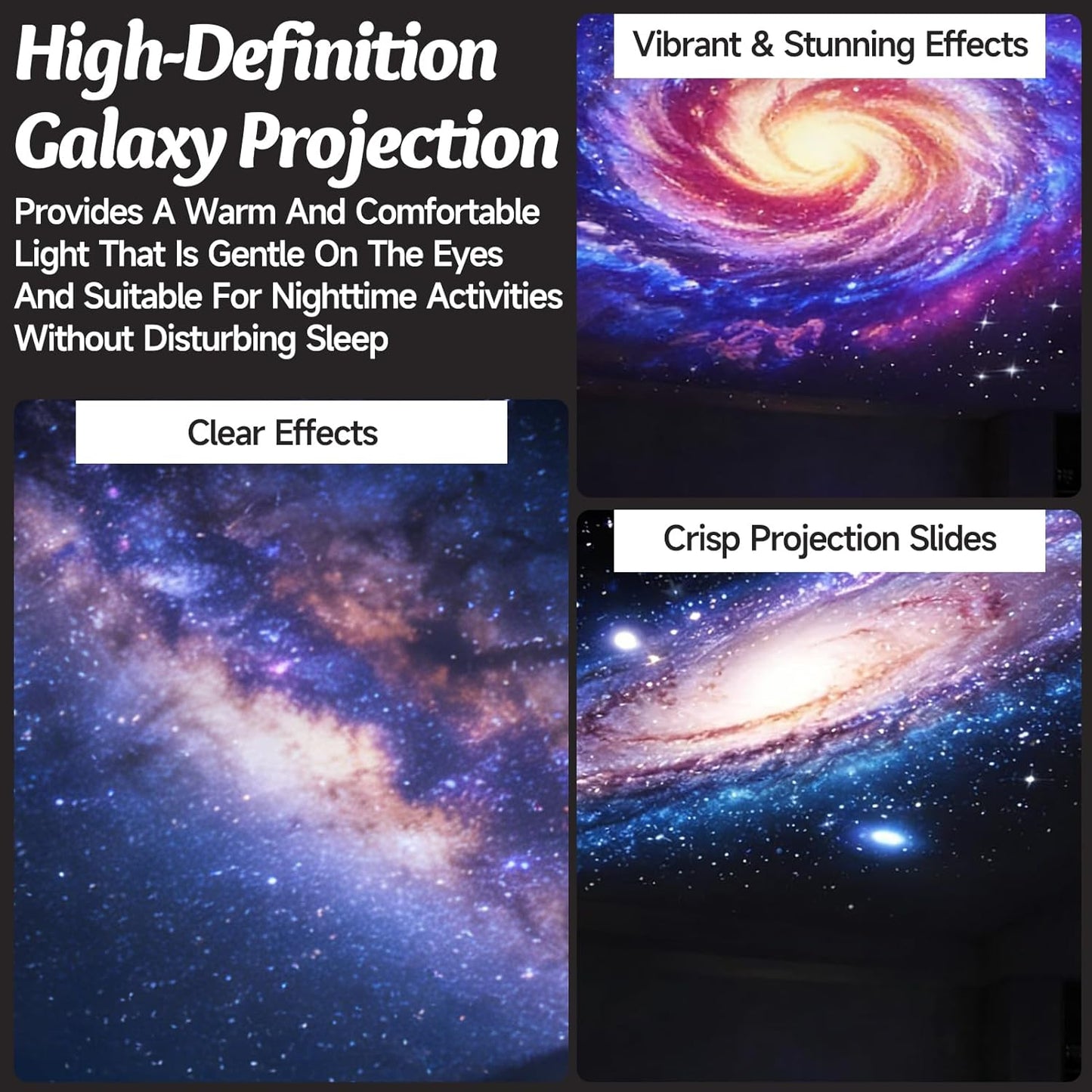 2-in-1 Galaxy Dreamy Projector with Starry Sky Design and Night Light