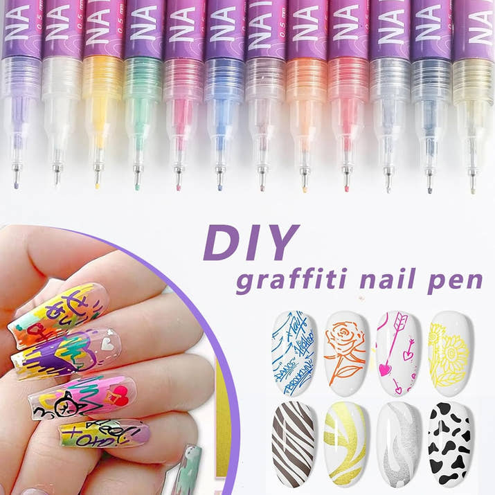 12-Color Acrylic Paint Nail Pen Set