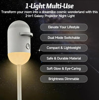 2-in-1 Galaxy Dreamy Projector with Starry Sky Design and Night Light
