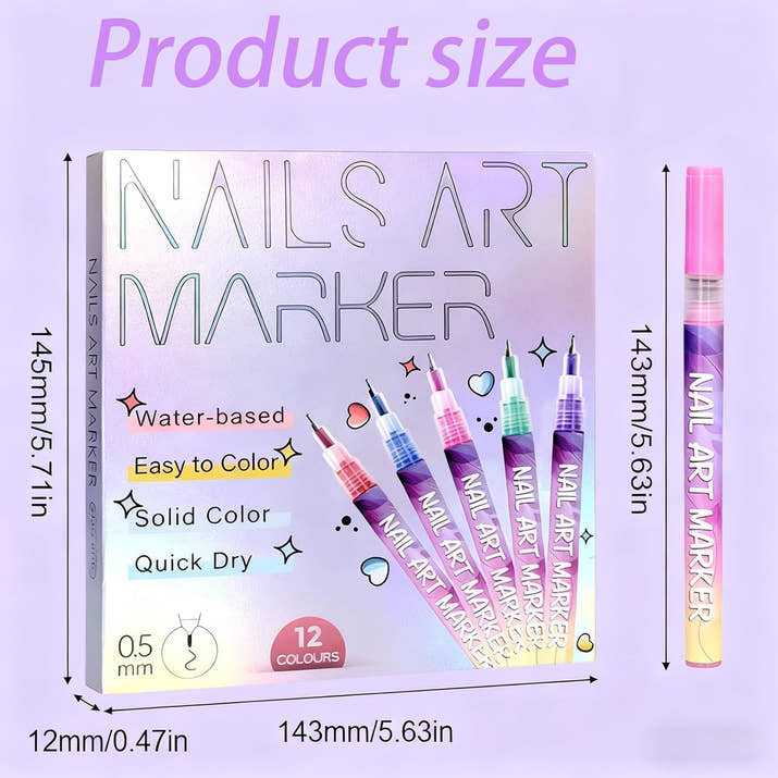 12-Color Acrylic Paint Nail Pen Set