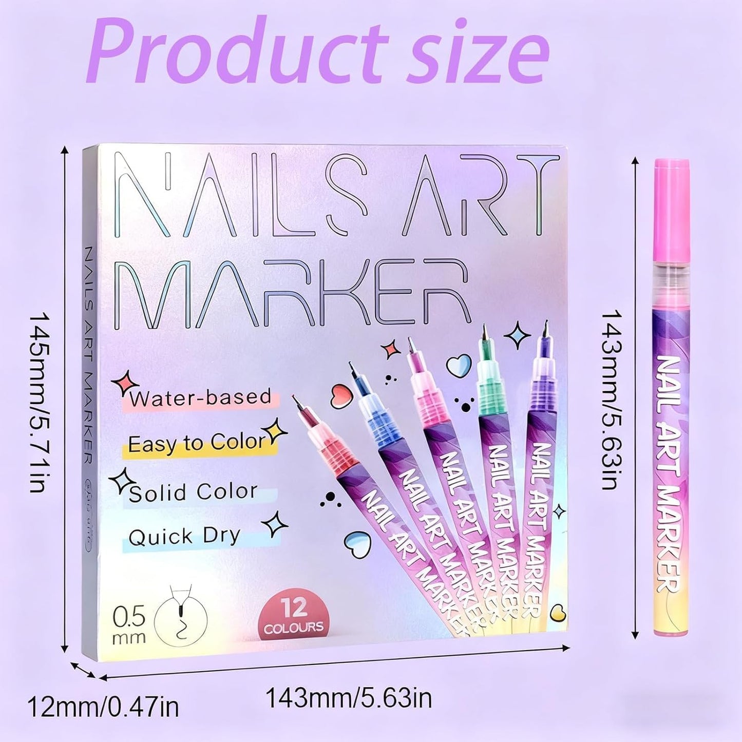 12-Color Acrylic Paint Nail Pen Set