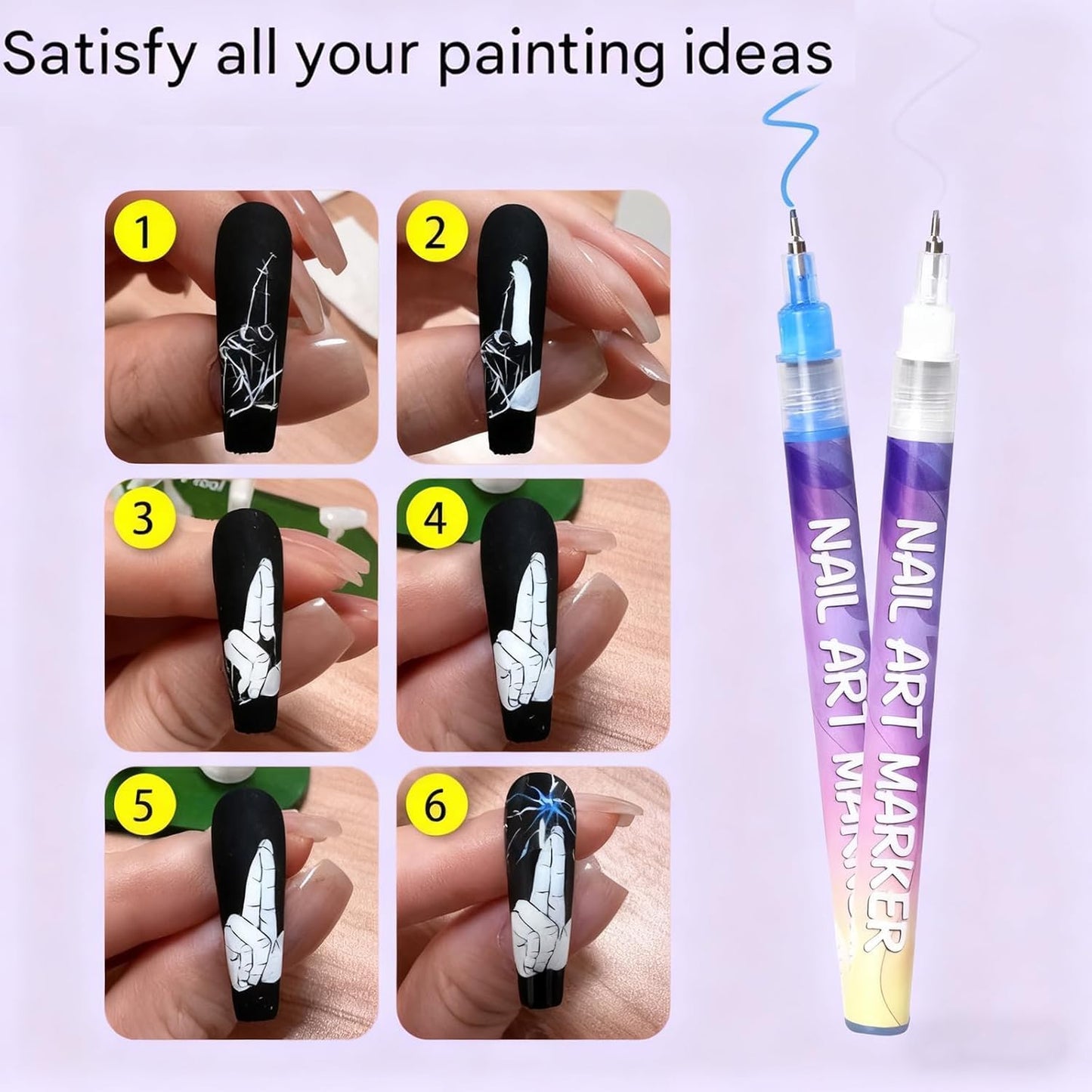 12-Color Acrylic Paint Nail Pen Set