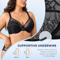 Floral Lace Plus Size Underwire Minimizer Bra
