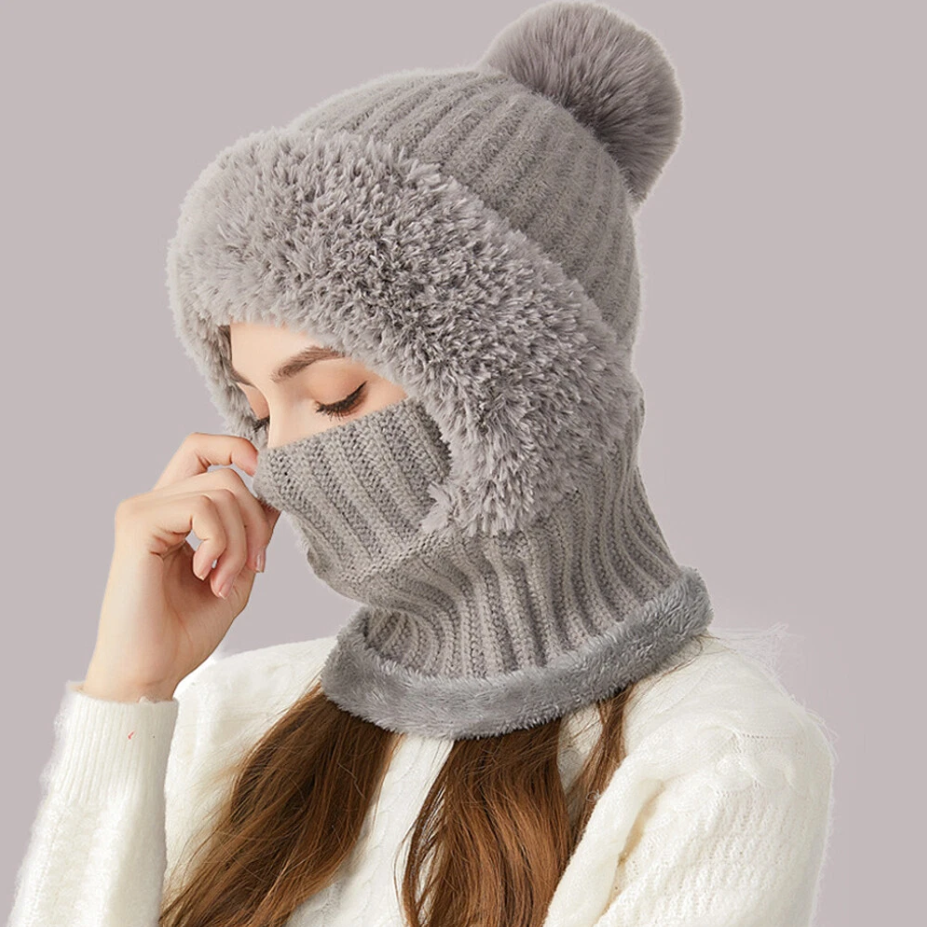 Women's 3 in 1 Fleece Lined Winter Hat Scarf Mask