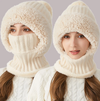 Women's 3 in 1 Fleece Lined Winter Hat Scarf Mask