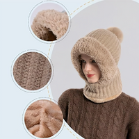Women's 3 in 1 Fleece Lined Winter Hat Scarf Mask